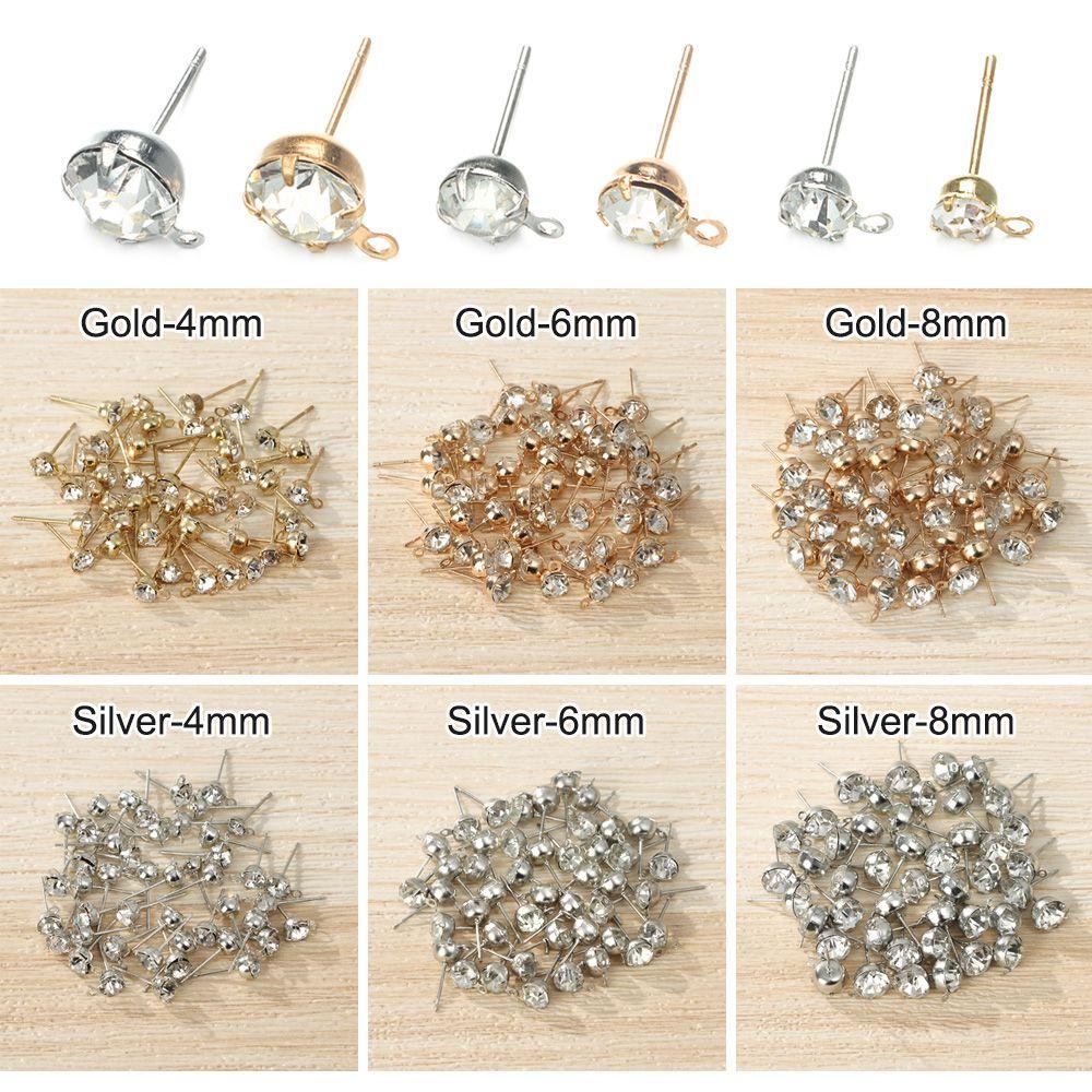 Set 50 Nút Tròn 4 / 6 / 8mm Làm Trang Sức Thủ Công