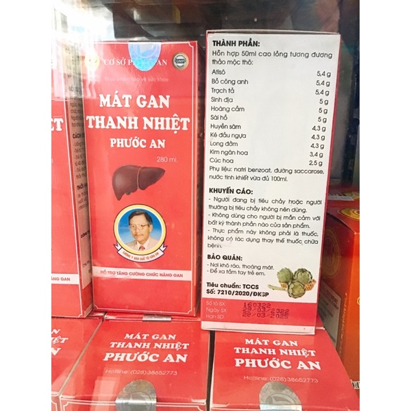 Mát Gan Giải Độc Dạng Nước 280Ml . Mát gan thanh nhiệt Phước An