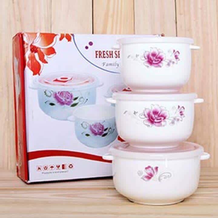 BỘ BA BÁT SỨ HÚT CHÂN KHÔNG SIÊU ĐẸP IN HOA DỄ THƯƠNG CÓ TAI CẦM HOẶC KHÔNG CÓ TAI CẦM[ƠHANGF LOẠI 1] CAM KẾT DÀY DẶN