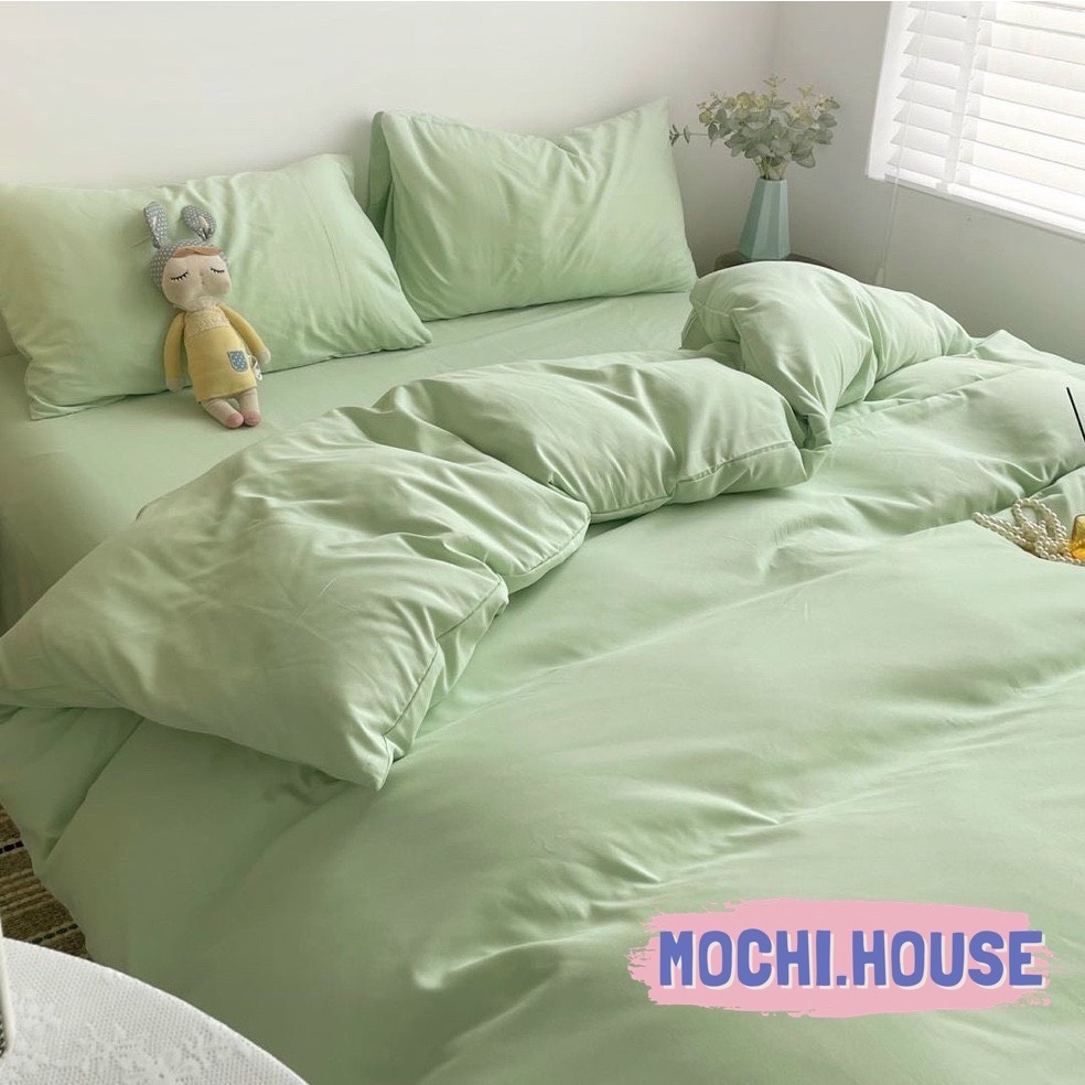Bộ chăn ga gối cotton tici notag Mochi.house, màu sắc vintage, mẫu mới, ga giường đẹp