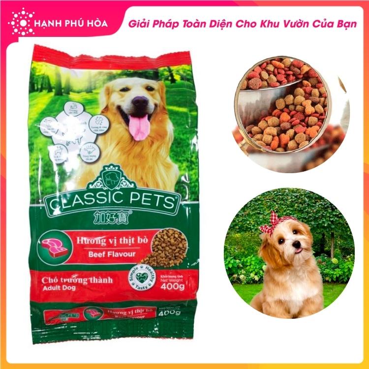 Thức Ăn Cho Chó Trưởng Thành Classic Pets 400g/Gói- Dạng Hạt, Hương Vị Thịt Bò Thơm Ngon, Bổ Dưỡng Cho Cún Yêu