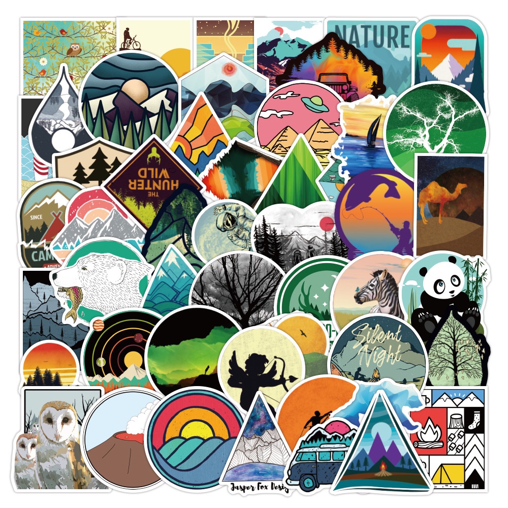 Bộ 50 Miếng Dán Graffiti Chống Thấm Nước Trang Trí Laptop/Va Li