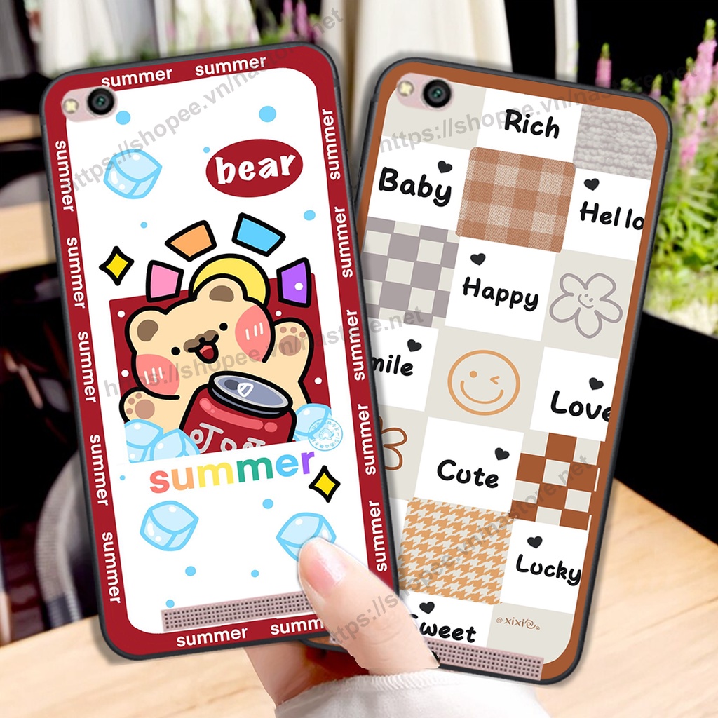Ốp lưng Xiaomi Redmi 4A / 5A / 6A trái tim mặt cười, gấu cute thể thao cá tính