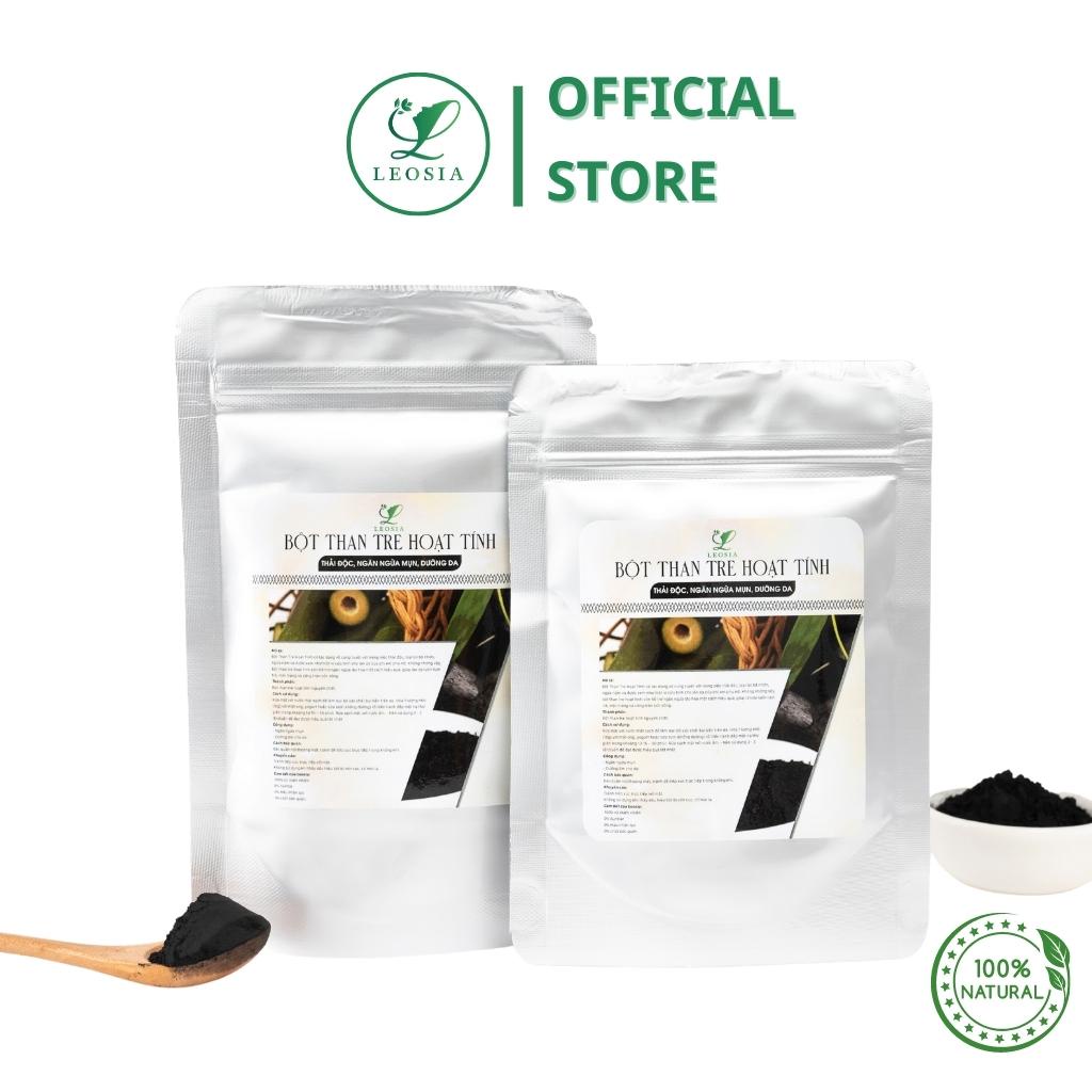 Than hoạt tính trắng răng hữu cơ 100g Leosia, đánh răng sạch mảng bám và cao răng hiệu quả