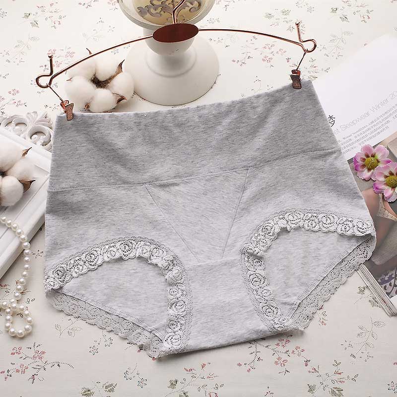 Quần Lót Cotton Cạp Cao Viền Ren Gợi Cảm Cho Nữ