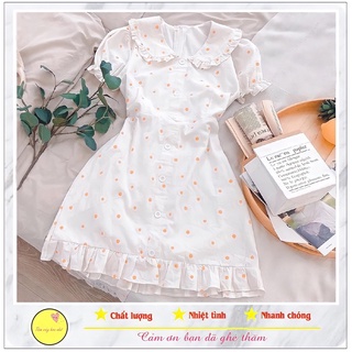 Đầm Xoè Hoa Cúc Nổi Cổ Bèo