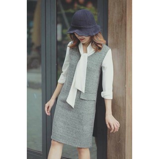 ĐẦM XÁM PHỐI TRẮNG DÁNG CÔNG SỞ