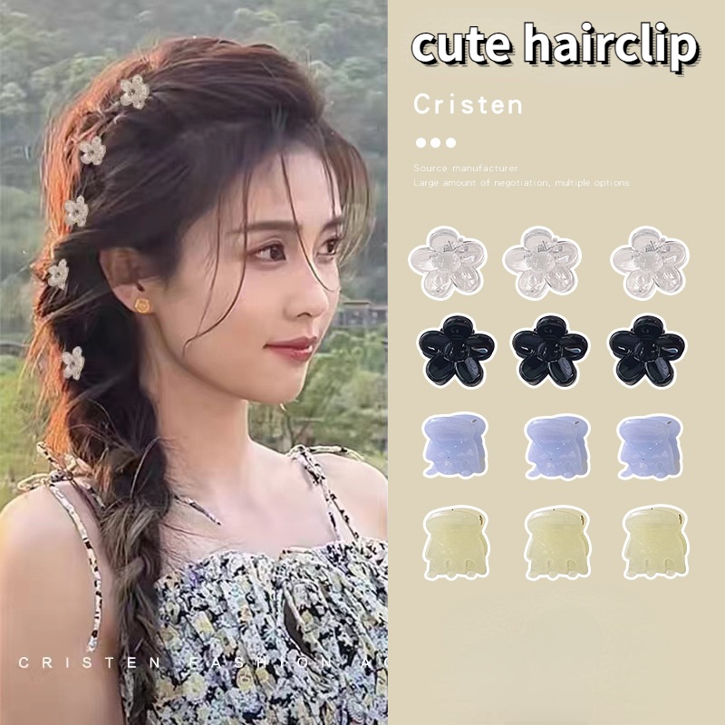 Set 10 Kẹp Tóc Hình Hoa / Trái Tim Ngọt Ngào Cho Nữ