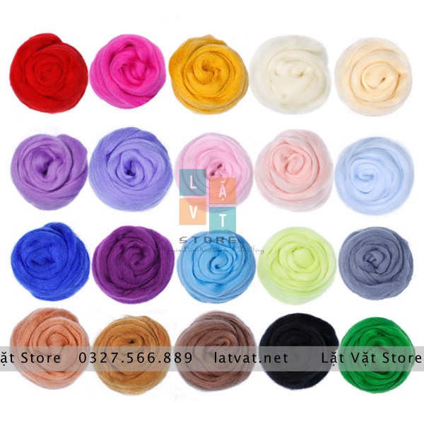 Combo len chọc 20 màu dành cho người mới bắt đầu có kèm dụng cụ - Combo needle felting