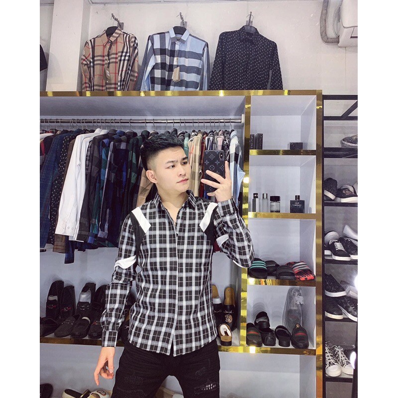 Sơ mi nam NB kẻ đen trắng pha màu new | BigBuy360 - bigbuy360.vn