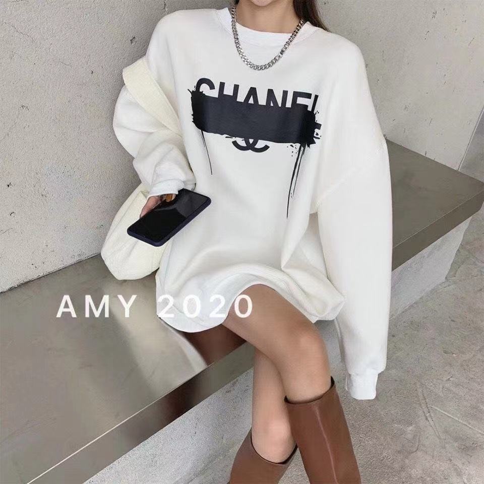 [250gDày lên]Áo sweater dáng rộng in chữ cá tính