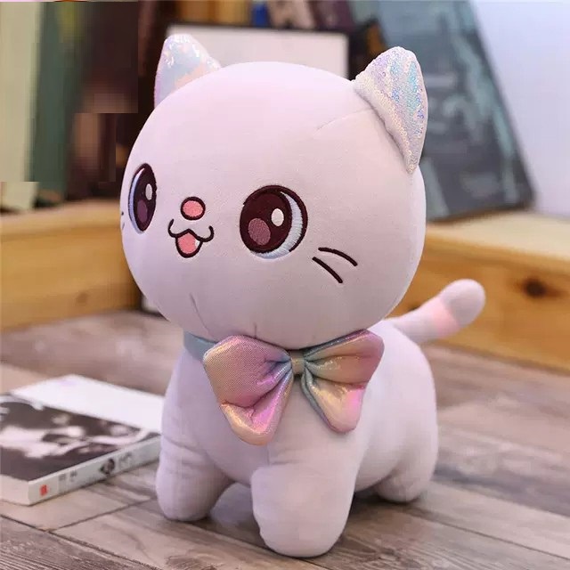 Mèo bông cao cấp Thú nhồi bông dễ thương cho bé (Tặng kèm móc khóa hoạt hình)