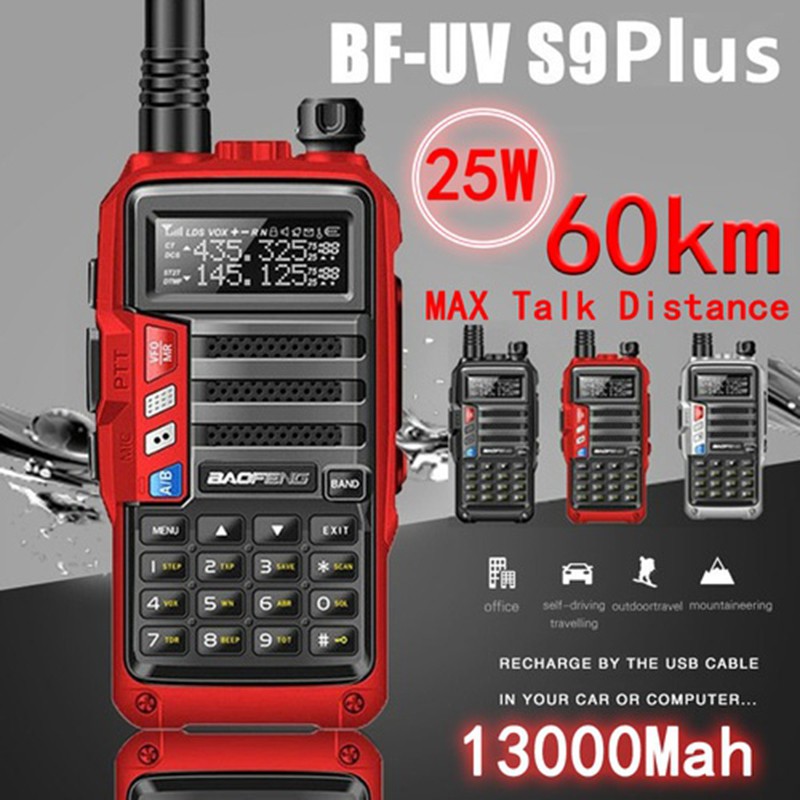 Bộ đàm 25W Baofeng UV-S9 Plus radio hai chiều tầm xa tối đa 60km 2021 Nâng cấp Bộ thu phát sóng vô tuyến CB mạnh mẽ Đài phát thanh di động tầm xa cho Hunt Forest City