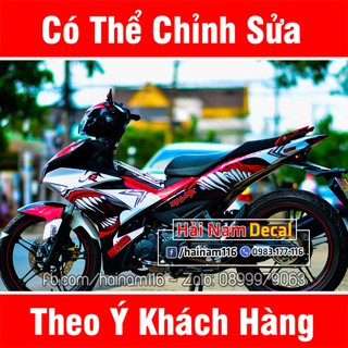 Tem Trùm Exciter 150 Trắng Đỏ cá mập