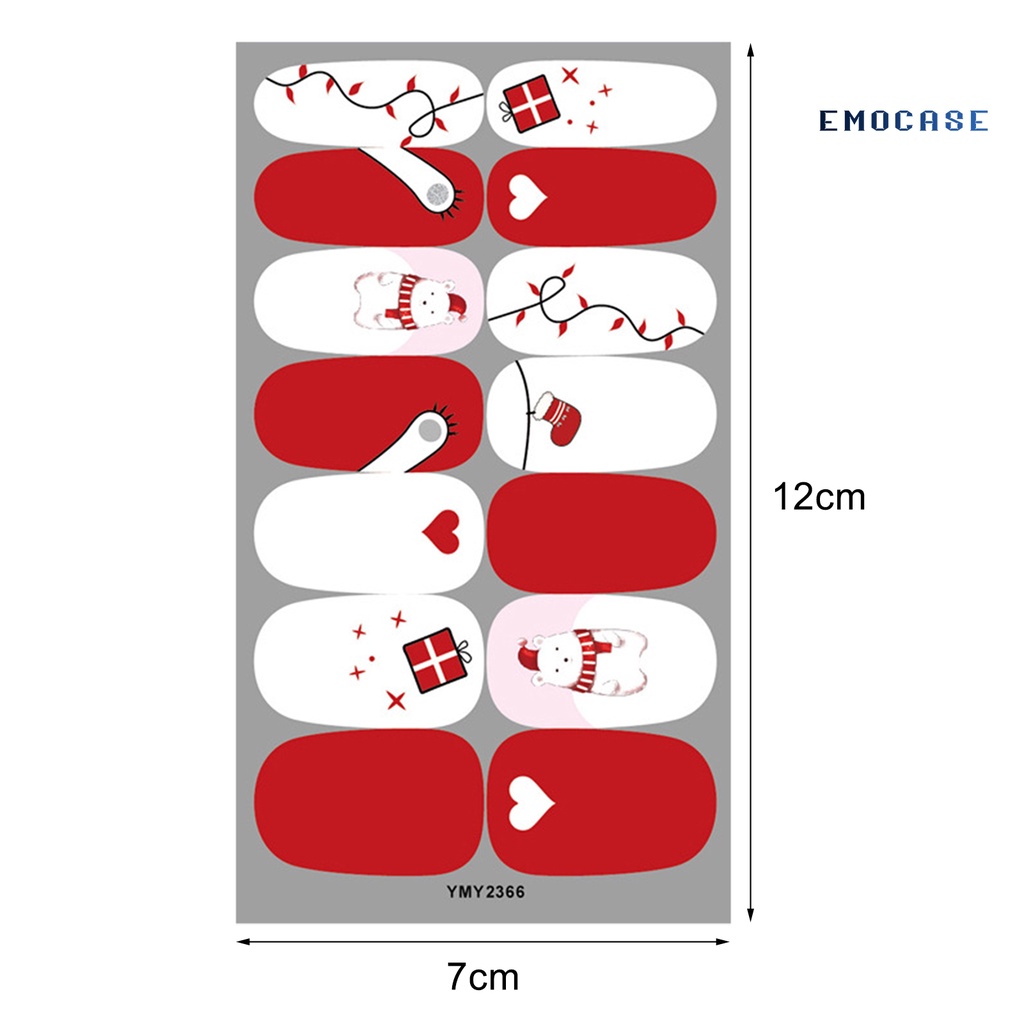 Miếng Dán Trang Trí Móng Tay Họa Tiết Giáng Sinh 2D Xinh Xắn