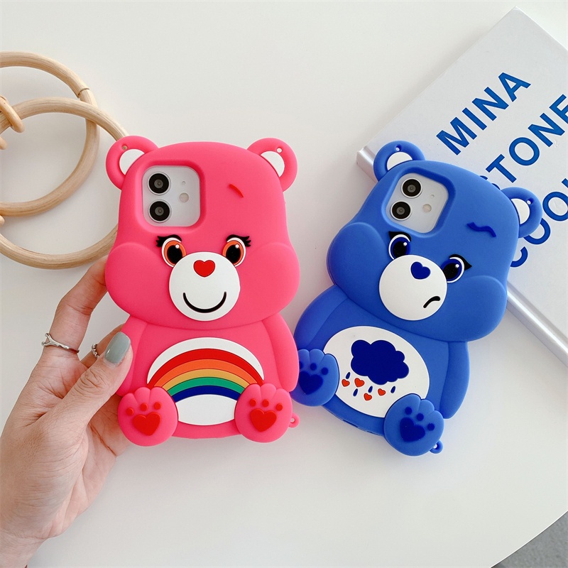 Ốp Điện Thoại Silicon Hình Gấu Cầu Vồng 3D Nhiều Màu Cho iPhone XS Max 11ProMax 12ProMax 13ProMax