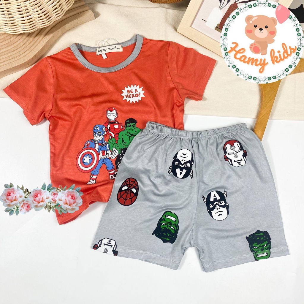 Đồ Bộ Minky Mom Chính Hãng Bé Trai Bé Gái Thun Lạnh Hình Avengers Siêu Nhân Cho Bé Từ 0-5 Tuổi Dưới 20kg - Hamykids