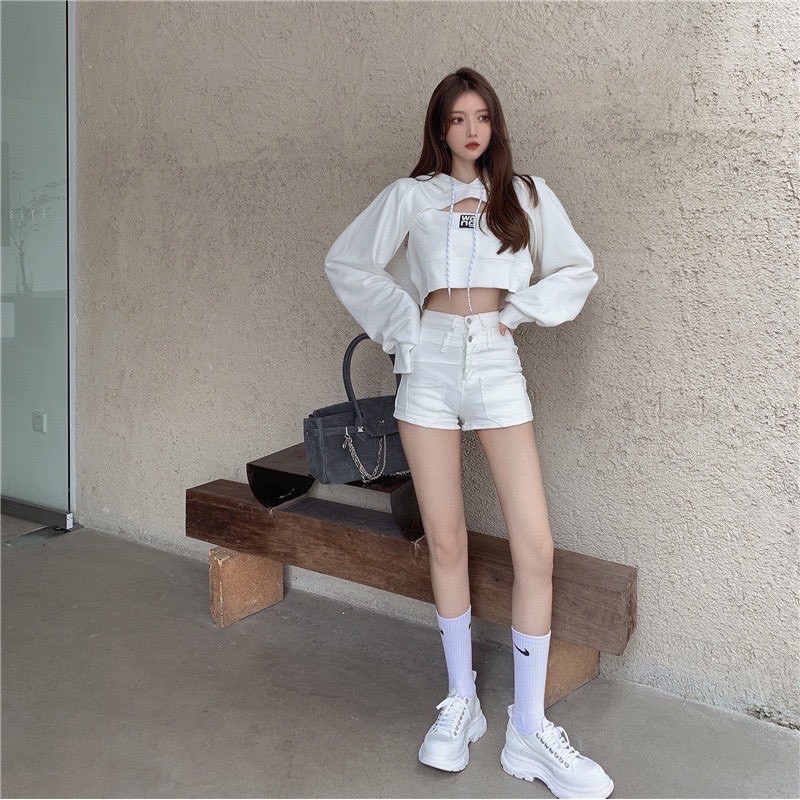 [Mã WASTUP24 giảm 10K đơn 50K] Set Áo Thun Sweater Croptop Dài Tay Cutout + Áo 3 Lỗ Wang 2 Màu Đen Trắng Siêu Chất Sét02