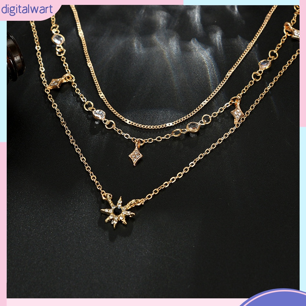 Dây chuyền nhiều lớp mặt hình ngôi sao đính đá thời trang cho nữ