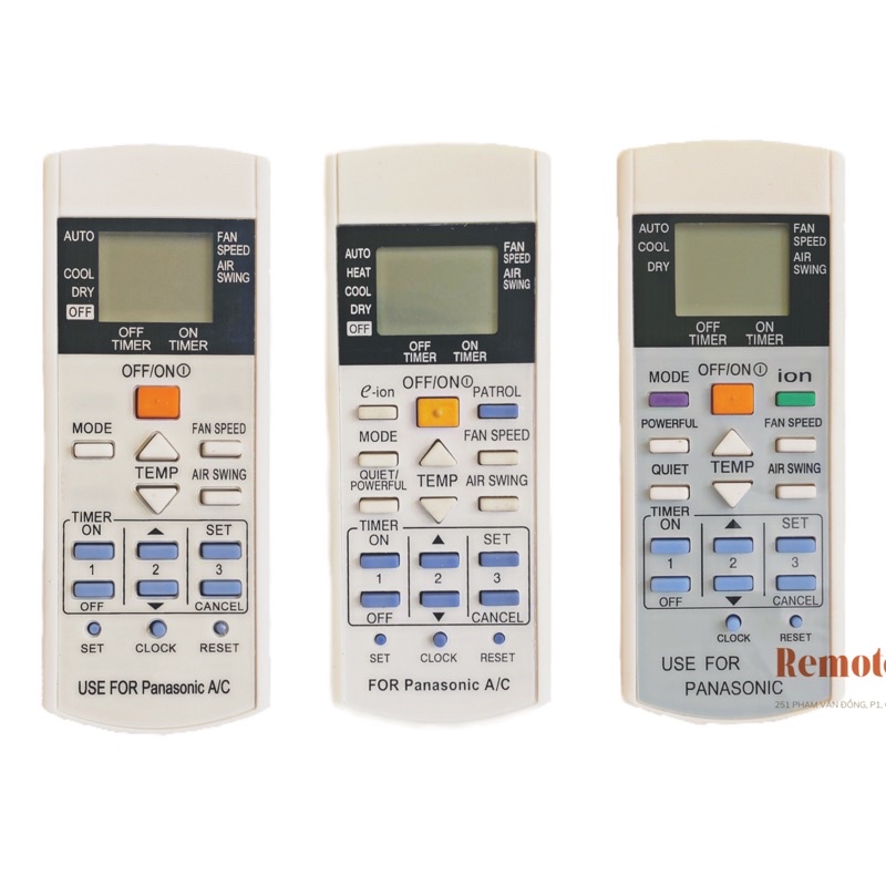REMOTE máy lạnh PANASONIC thường, Loại e-ion