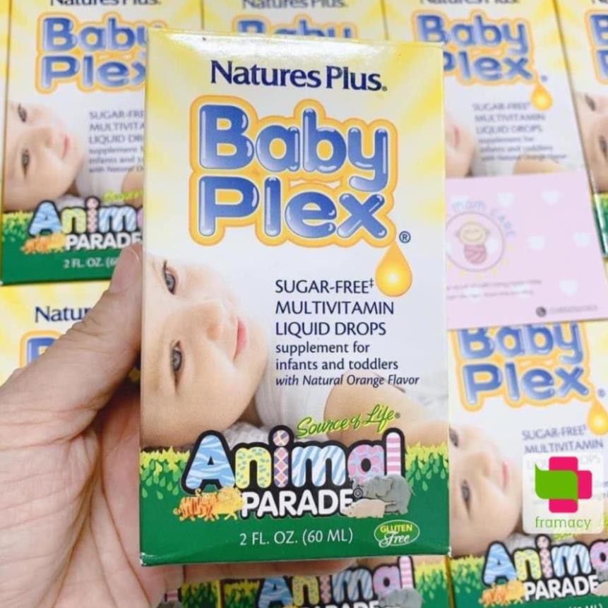 Vitamin tổng hợp Natures Plus Baby Plex Animal Parade, USA (60ml) bổ sung vitamin cho bé từ 0 đến 4 tuổi