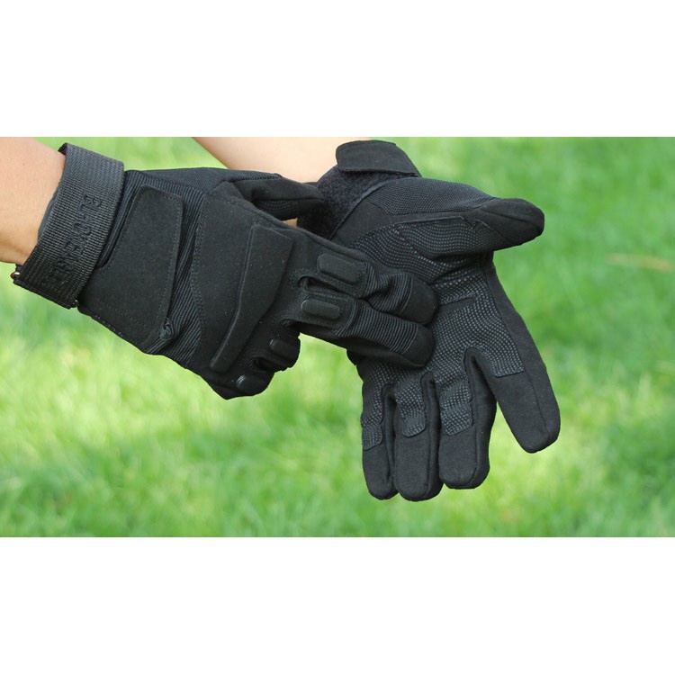 Găng tay dài ngón đi xe máy, phượt Blackhawk Full cho nam nữ màu đen, Bụi Store Việt Nam