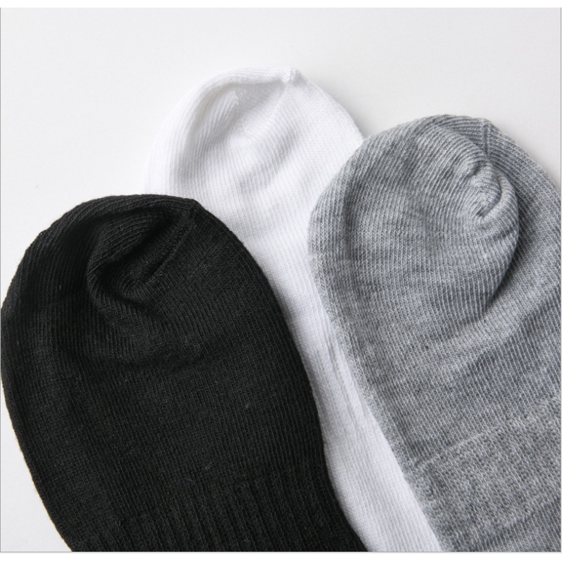 Set 10 Đôi Tất Vớ Trơn Cổ Ngắn Unisex 3 Màu Đen Trắng Ghi Xám - Vớ Nam Nữ Tới Mắt Cá Trẻ Trung Hiện Đại