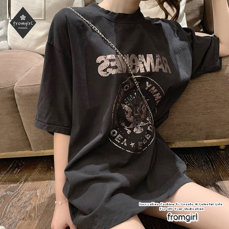 Áo Thun Nữ Tay Ngắn Dáng Rộng In Hình Mặt Cười Phong Cách Hàn Quốc