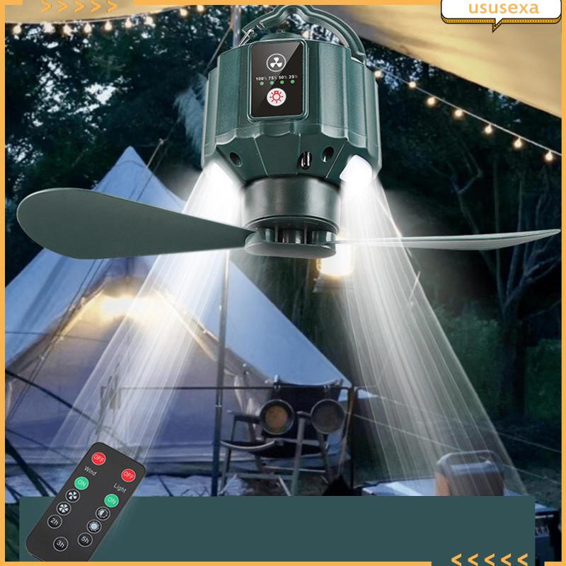 Quạt Cắm Trại Gấp Được Có Đèn LED Và Móc Treo