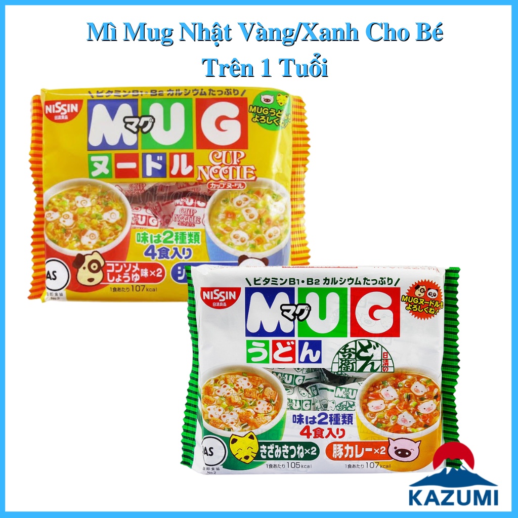 Mì Mug Nhật Vàng/Xanh cho bé ăn dặm trên 1 Tuổi [DATE T8/2022]