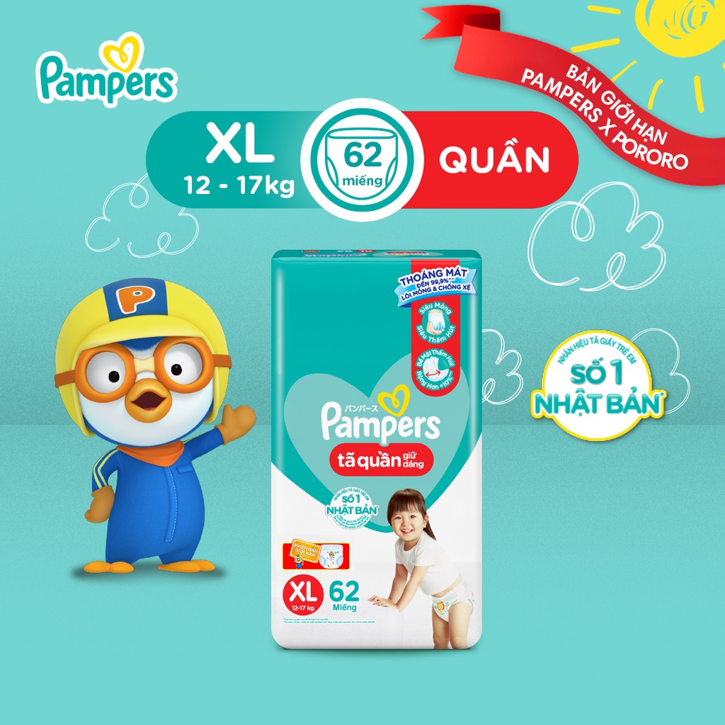 Tã quần Pampers Giữ Dáng Mới Gói Cực Đại M74/L68/XL62/XXL56