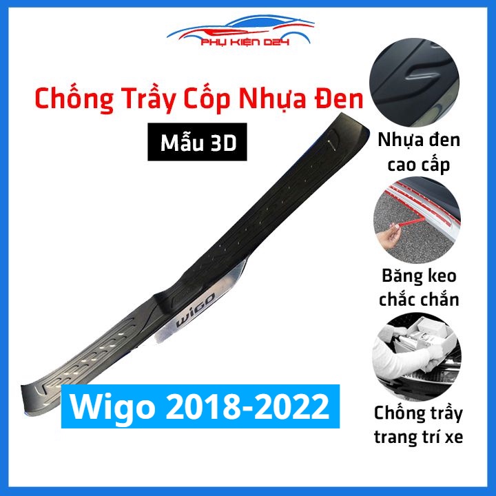 Ốp chống trầy cốp ngoài nhựa đen Wigo 2018-2019-2020-2021-2022 dán cốp sau chống xước trang trí xe