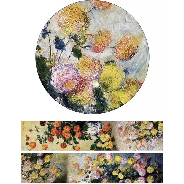 (Chiết theo chu kỳ) Băng dính washi tape hoạ tiết sơn dầu Monet Flowers