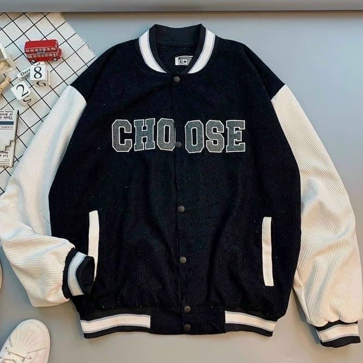 Áo Khoác Bomber Nhung Gân Nam Nữ Unisex Logo Thêu Chất 2 Lớp Dày Dặn Phong Cách Hàn Quốc (Choose)
