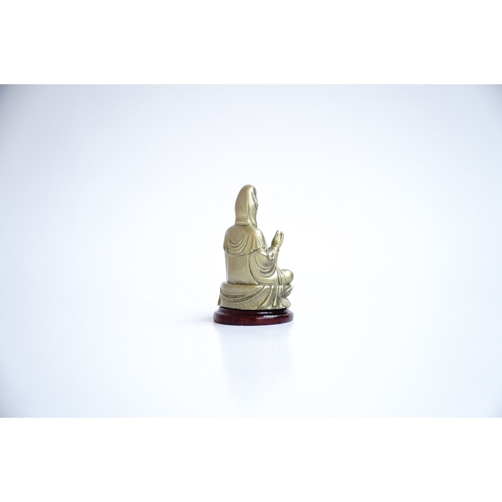 Tượng Phật Bà Quan Thế Âm Bồ Tát ngồi xi mạ đồng - Cao 6cm