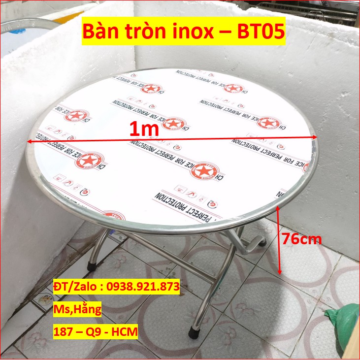 Bàn tròn inox đường kính 1m - BT05