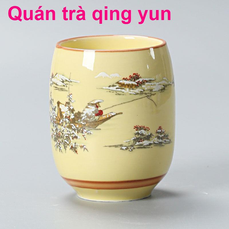 hộp quà> tách trà phong cách Nhật Bản Gốm cổ điển khối sứ 175 ml cốc nước lớn nhà hàng bộ1