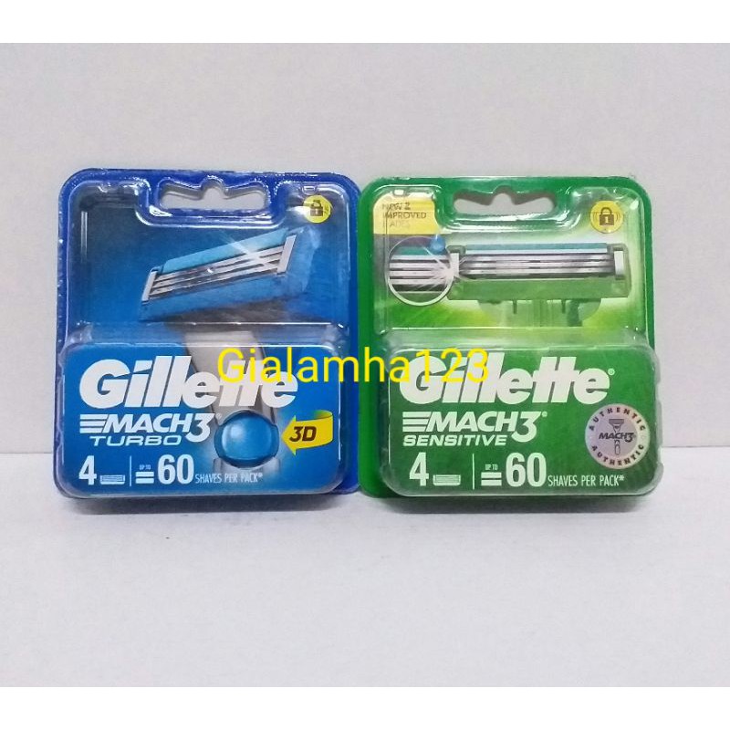 Hộp 4 Lưỡi Dao Cạo Gillette Mach 3 ( mẫu mới)