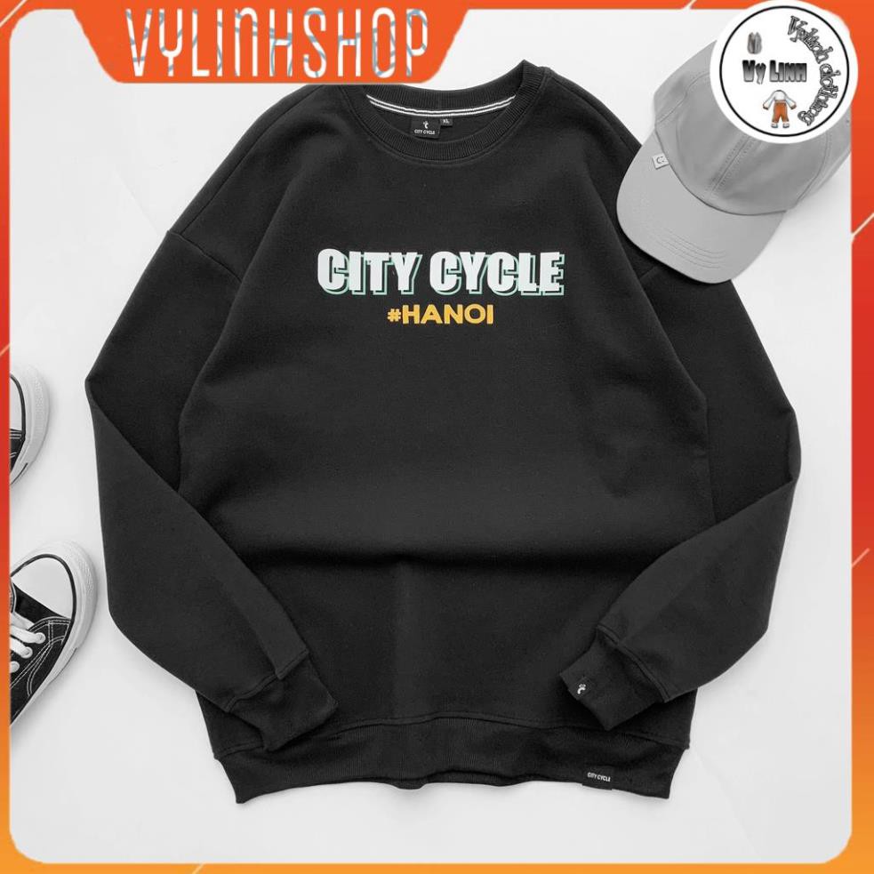 Áo Nỉ Nam Nữ VYLINSHOP Áo Sweater Hà Nội City Cycle Unisex Form Rộng Dày Ấm Màu ĐenTrắng 3 Size M L XL