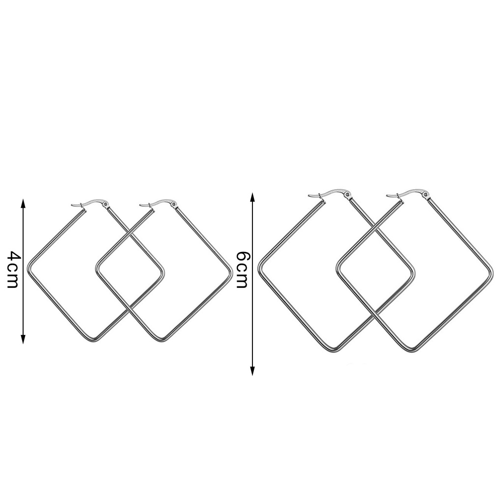 Dgg Dgg✌❤ Khuyên Tai Dạng Móc Hình Vuông / Tròn Bằng Thép Không Gỉ