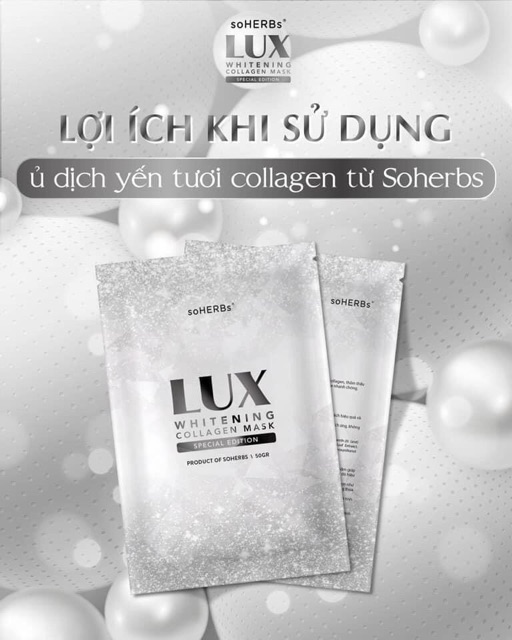 Ủ trắng da lux tinh chất collagen yến tươi hộp 3 gói