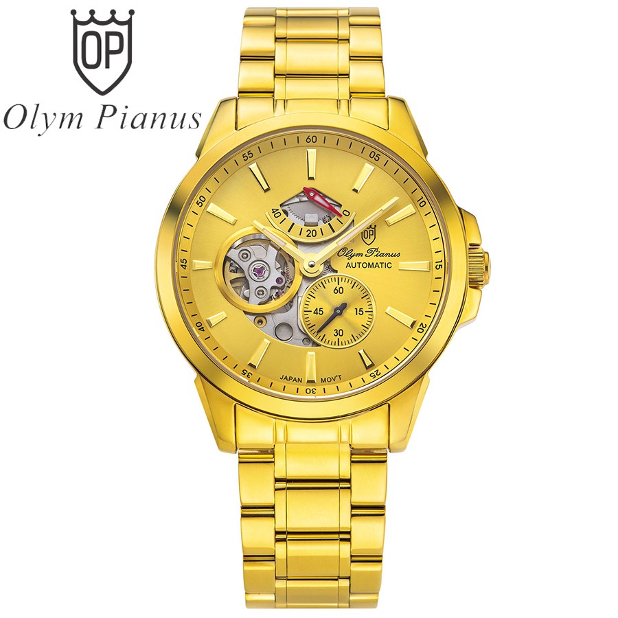 Đồng hồ nam dây kim loại mặt kính sapphire automatic Olym Pianus OP9908-88 OP9908-88