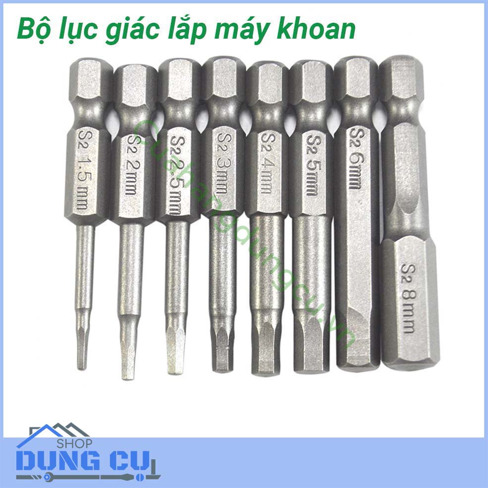 Bộ 8 đầu lục giác lắp máy khoan