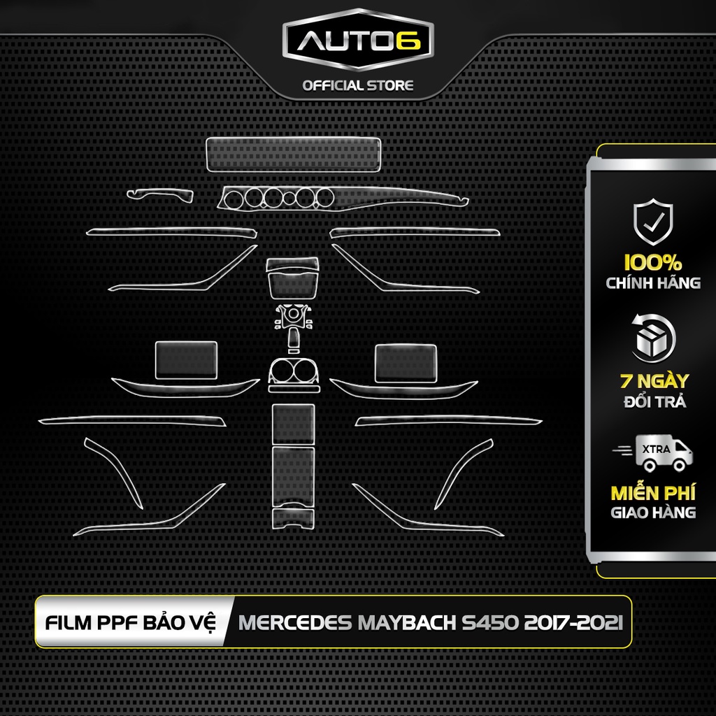Bộ Film PPF trong suốt dán xe MAYBACH S450 2017-2021 chống xước bảo vệ nội thất ô tô - AUTO6