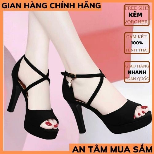 Giày nữ cao gót  dép cao 12p gót nhọn quai chéo cổ chất da lộn thời trang 1989