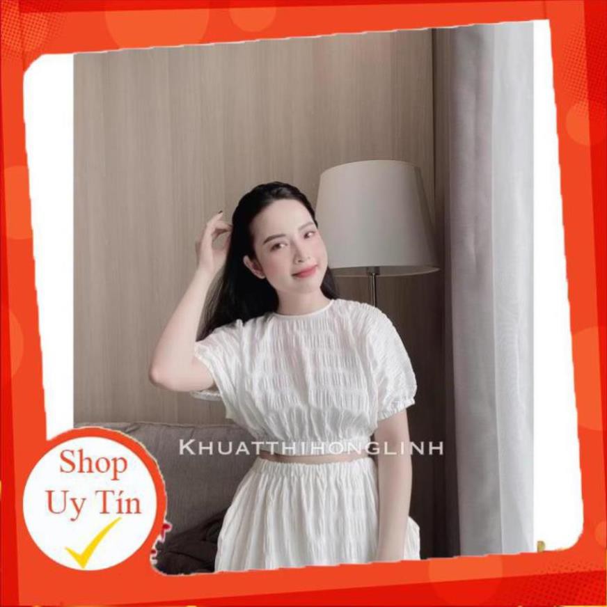 [ 𝐅𝐑𝐄𝐄 𝐒𝐇𝐈𝐏 ] Set Xốp Phồng Croptop Mix Chân Váy Bút Chì