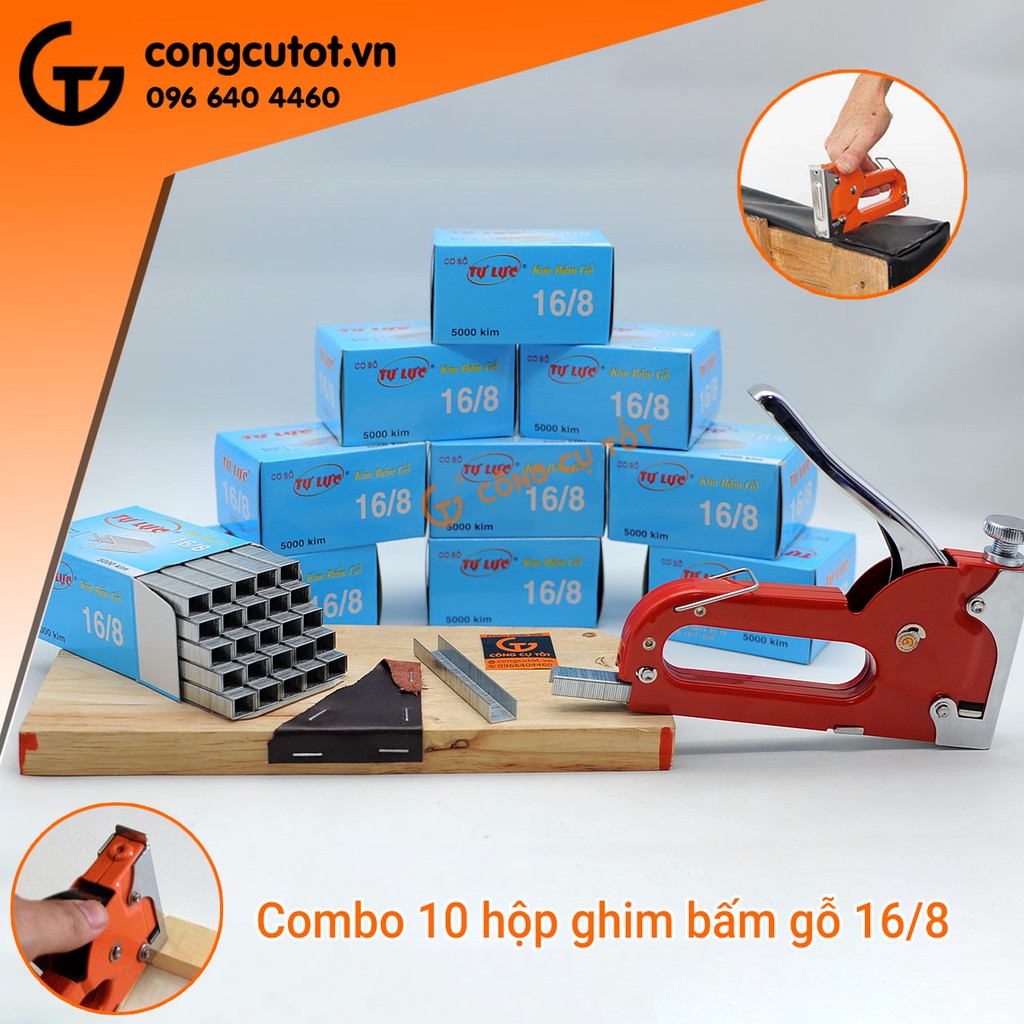 Combo 10 hộp ghim bấm gỗ tự lực 16/8