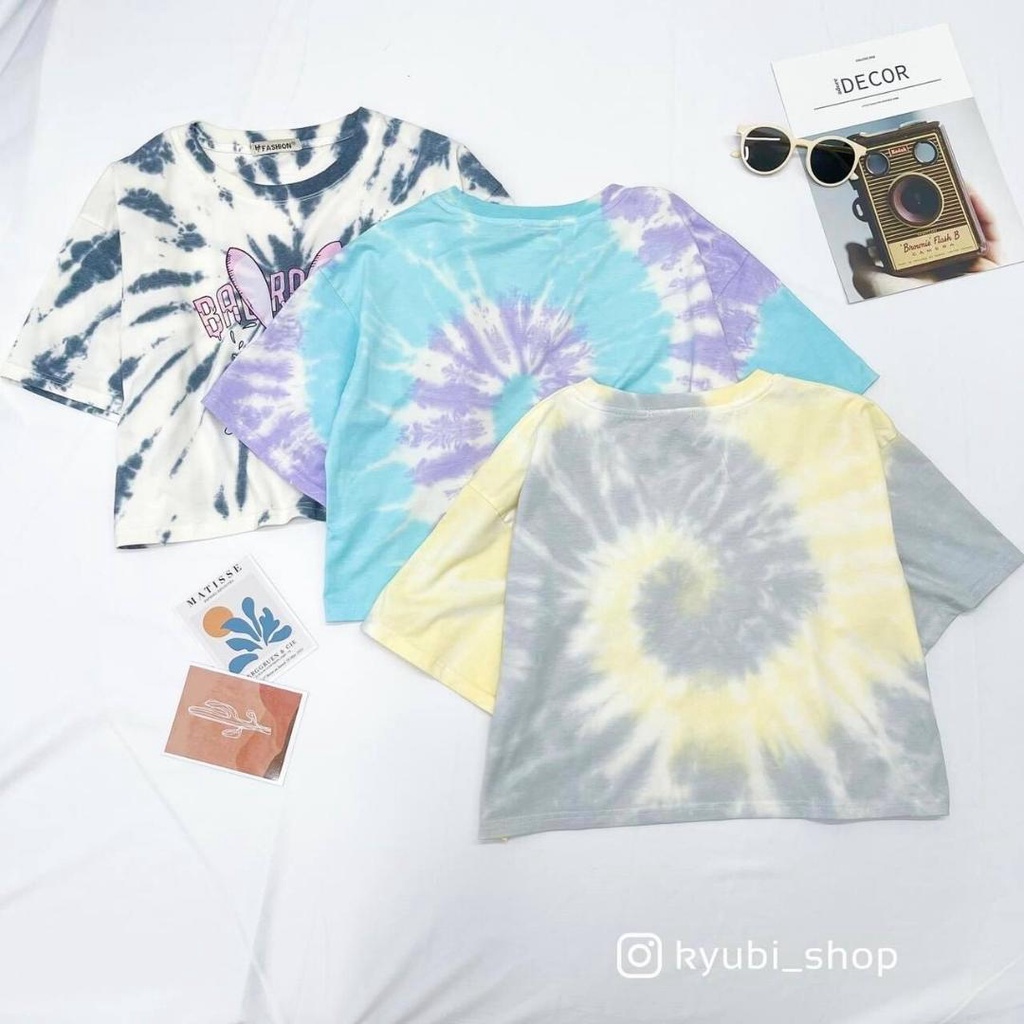 Áo thun croptop rộng cổ tim cổ tròn Ulzzang Kyubi [Nhiều Mẫu] - Áo phông croptop form rộng Kyubi AT22 | BigBuy360 - bigbuy360.vn