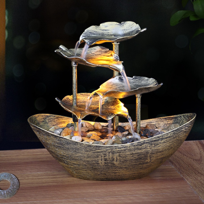Đài Phun Nước Thư Giãn Có Đèn LED Để Bàn Trang Trí Nhà / Văn Phòng