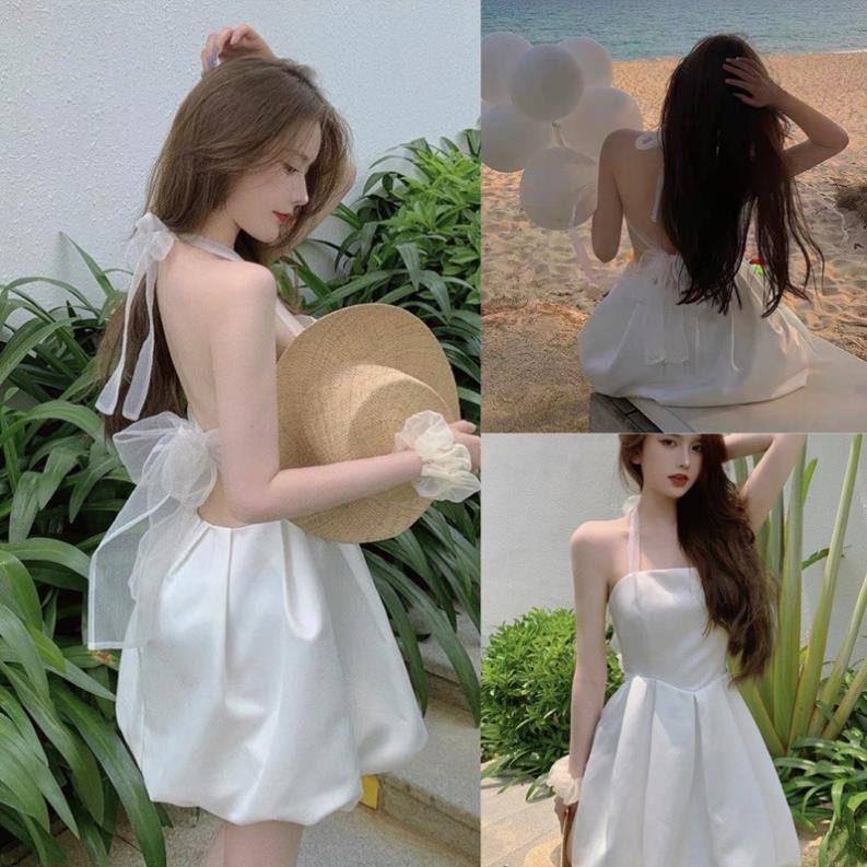 Đầm váy nữ xoè cột nơ mút ngực, Đầm xoè dự tiệc đi chơi | BigBuy360 - bigbuy360.vn